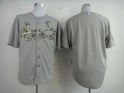 Wholesale Cheap Cardinals Blank Grey USMC Cool Base Stitched MLB Jersey