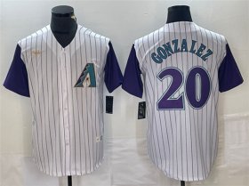 Men\'s Arizona Diamondbacks #20 Luis Gonzalez White Throwback Cool Base Stitched Baseball Jersey