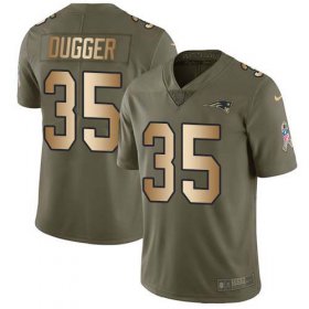 Wholesale Cheap Nike Patriots #35 Kyle Dugger Olive/Gold Men\'s Stitched NFL Limited 2017 Salute To Service Jersey