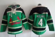 Wholesale Cheap Cardinals #4 Yadier Molina Green Sawyer Hooded Sweatshirt MLB Hoodie