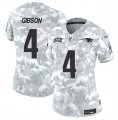 Cheap Women's New England Patriots #4 Antonio Gibson 2024 F.U.S.E Arctic Camo Salute To Service Limited Stitched Jersey(Run Small)