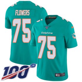 Wholesale Cheap Nike Dolphins #75 Ereck Flowers Aqua Green Team Color Men\'s Stitched NFL 100th Season Vapor Untouchable Limited Jersey