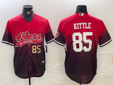 Cheap Men's San Francisco 49ers #85 George Kittle Red Black With Patch Cool Base Stitched Baseball Jerseys