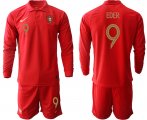 Wholesale Cheap Men 2021 European Cup Portugal home red Long sleeve 9 Soccer Jersey1