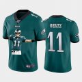 Wholesale Cheap Nike Eagles 11 Carson Wentz Green Player Name Logo 100th Season Vapor Untouchable Limited Jersey