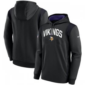 Wholesale Cheap Mens Minnesota Vikings Black Sideline Stack Performance Pullover Hoodie