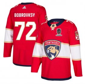 Cheap Men\'s Florida Panthers #72 Sergei Bobrovsky Red Home 2024 Stanley Cup Champions Stitched Jersey