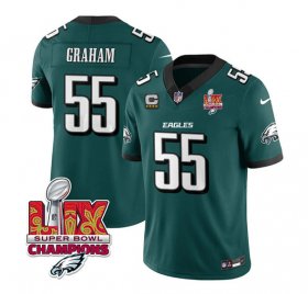 Cheap Men\'s Philadelphia Eagles #55 Brandon Graham Green 2025 Eagles Logo Super Bowl LIX Patch And 4-Star C Patch New F.U.S.E. Vapor Limited Football Stitched Jersey