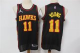 Wholesale Cheap Men's Atlanta Hawks #11 Trae Young Black Jordan 75th Anniversary Diamond 2021 Stitched Jersey