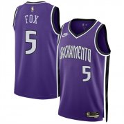 Cheap Men's Sacramento Kings #5 De'Aaron Fox Purple 2024-25 Classic Edition Swingman Stitched Basketball Jersey