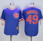 Wholesale Cheap Cubs #49 Jake Arrieta Blue Cooperstown Stitched MLB Jersey