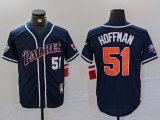 Cheap Men's San Diego Padres #51 Trevor Hoffman Navy Player Number Cooperstown Cool Base Jersey