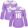 Wholesale Cheap Adidas Maple Leafs #16 Mitchell Marner Purple Authentic Fights Cancer Women's Stitched NHL Jersey