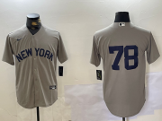 Cheap Men's New York Yankees #78 Kellin Deglan Grey Field of Dreams Cool Base Jersey