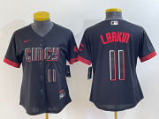 Wholesale Cheap Women's Cincinnati Reds #11 Barry Larkin Number Black 2023 City Connect Cool Base Stitched Jersey2