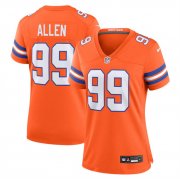 Cheap Women's Denver Broncos #99 Zach Allen Orange Mile High Collection 1977 Throwback Stitched Jersey(Run Small)