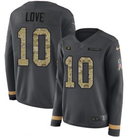 Wholesale Cheap Nike Packers #10 Jordan Love Anthracite Salute to Service Women\'s Stitched NFL Limited Therma Long Sleeve Jersey