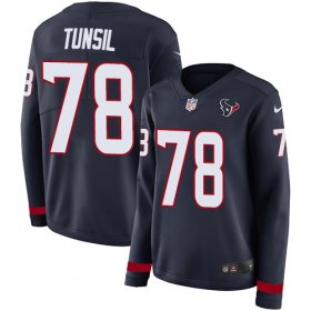 Wholesale Cheap Nike Texans #78 Laremy Tunsil Navy Blue Team Color Women\'s Stitched NFL Limited Therma Long Sleeve Jersey