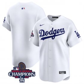 Cheap Men\'s Los Angeles Dodgers Blank White 2024 World Series Home Limited Stitched Baseball Jersey