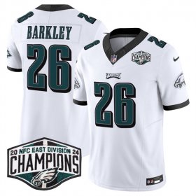 Cheap Men\'s Philadelphia Eagles #26 Saquon Barkley White 2024 NFC East Champions F.U.S.E. Vapor Untouchable Limited Stitched Football Jersey