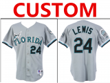 Wholesale Cheap Men's Custom Florida Marlins Game Worn Road Grey 1993 Jersey