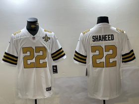 Men\'s New Orleans Saints #22 Rashid Shaheed Limited White With Team Patch Vapor Stitched Jersey