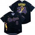 Wholesale Cheap Men's Los Angeles Dodgers Front #8 Back #24 Kobe Bryant Black With KB Patch Cool Base Stitched MLB Fashion Jersey