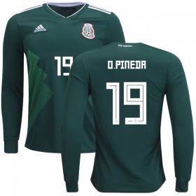 Wholesale Cheap Mexico #19 O.Pineda Home Long Sleeves Kid Soccer Country Jersey