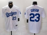 Men's Los Angeles Dodgers #23 Kirk Gibson Number White Cool Base Stitched Jerseys