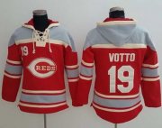 Wholesale Cheap Reds #19 Joey Votto Red Sawyer Hooded Sweatshirt MLB Hoodie