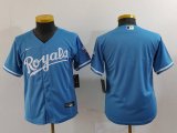 Cheap Youth Kansas City Royals Blank Light Blue Cool Base Stitched Jersey