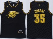 Wholesale Cheap Oklahoma City Thunder #35 Kevin Durant Revolution 30 Swingman 2014 Black With Gold Jersey