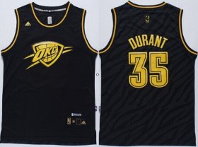 Wholesale Cheap Oklahoma City Thunder #35 Kevin Durant Revolution 30 Swingman 2014 Black With Gold Jersey