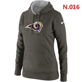 Wholesale Cheap Women\'s Los Angeles Rams Logo Pullover Hoodie Dark Grey