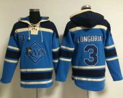 Wholesale Cheap Rays #3 Evan Longoria Light Blue Sawyer Hooded Sweatshirt MLB Hoodie