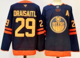 Cheap Men's Edmonton Oilers #29 Leon Draisaitl Navy 2024-25 A Patch Stitched Jersey