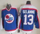 Wholesale Cheap Jets #13 Teemu Selanne Blue/White CCM Throwback Stitched NHL Jersey