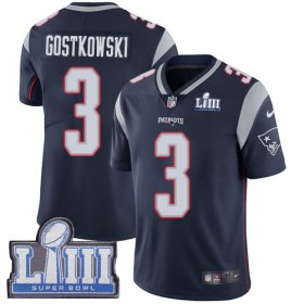 Wholesale Cheap Nike Patriots #3 Stephen Gostkowski Navy Blue Team Color Super Bowl LIII Bound Men\'s Stitched NFL Vapor Untouchable Limited Jersey