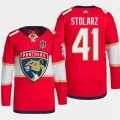 Cheap Men's Florida Panthers #41 Anthony Stolarz Red 2024 Stanley Cup Final Patch Stitched Jersey