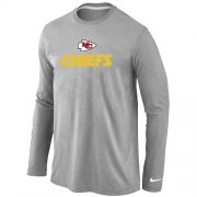 Wholesale Cheap Nike Kansas City Chiefs Authentic Logo Long Sleeve T-Shirt Grey