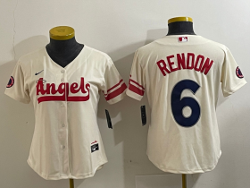 Cheap Women\'s Los Angeles Angels #6 Anthony Rendon Cream 2022 City Connect Cool Base Stitched Jersey