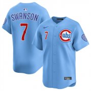 Cheap Men's Chicago Cubs #7 Dansby Swanson Blue 2024-25 2nd Alternate Limited Stitched Baseball Jersey