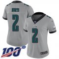 Wholesale Cheap Nike Eagles #2 Jalen Hurts Silver Women's Stitched NFL Limited Inverted Legend 100th Season Jersey