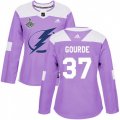 Cheap Adidas Lightning #37 Yanni Gourde Purple Authentic Fights Cancer Women's 2020 Stanley Cup Champions Stitched NHL Jersey