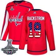 Wholesale Cheap Adidas Capitals #19 Nicklas Backstrom Red Home Authentic USA Flag Stanley Cup Final Champions Stitched Youth NHL Jersey