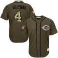 Wholesale Cheap Reds #4 Jose Iglesias Green Salute to Service Stitched MLB Jersey