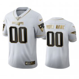 Wholesale Cheap New England Patriots Custom Men\'s Nike White Golden Edition Vapor Limited NFL 100 Jersey