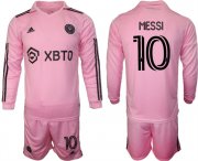 Cheap Men's Inter Miami CF #10 Lionel Messi 2023-24 Pink Home Soccer Jersey Suit