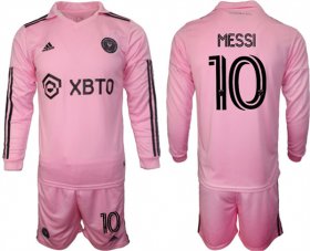 Cheap Men\'s Inter Miami CF #10 Lionel Messi 2023-24 Pink Home Soccer Jersey Suit