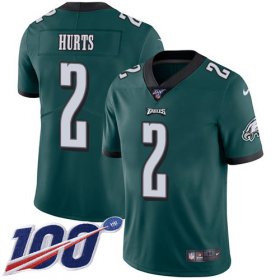 Wholesale Cheap Nike Eagles #2 Jalen Hurts Green Team Color Men\'s Stitched NFL 100th Season Vapor Untouchable Limited Jersey